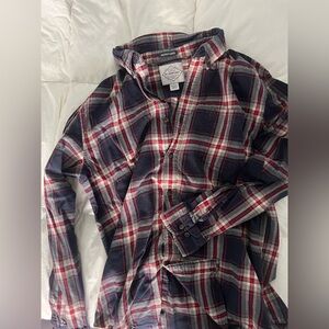 St. John's Bay Navy and Red Plaid Shirt